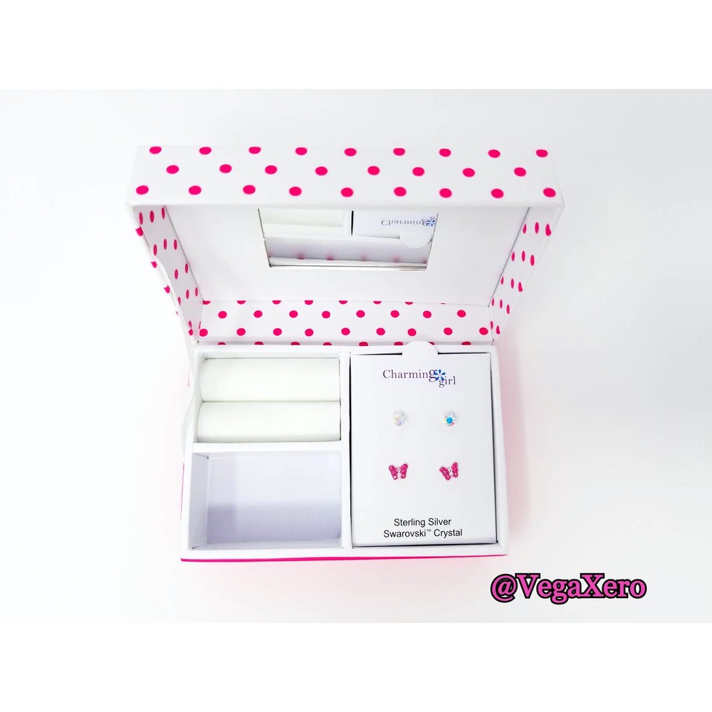 Butterfly and Crystal Stud Earring Set